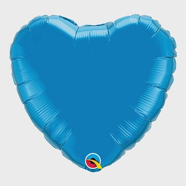 Balão Qualatex 18" - Coração - Azul Safira Metalizado Liso - 1 Un