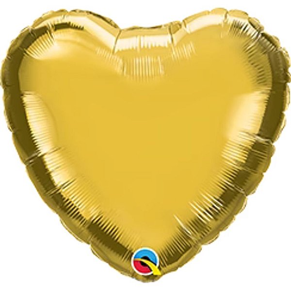 Balão Qualatex 18" - Coração - Ouro Metalizado Liso - 1 Un