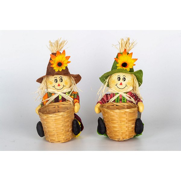 Enfeite Junino Cesto Espantalho Diversos 22 cm - 1 Un