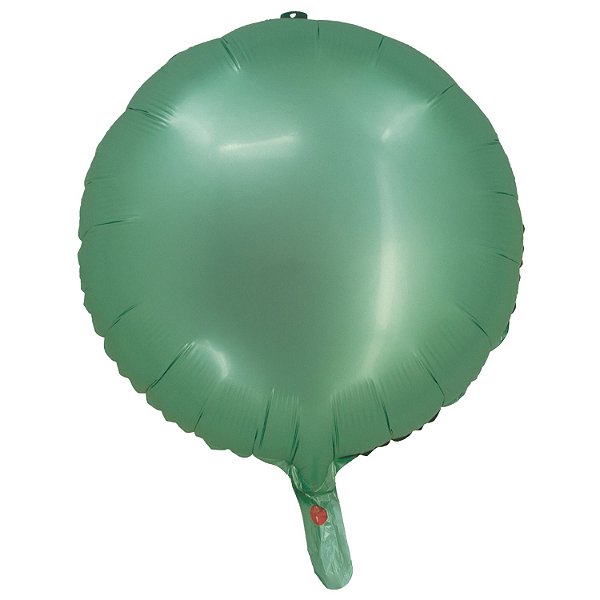 Balão Cromado Redondo com Canudo Verde Menta 18" - Silver Plastic - 1 Unidade