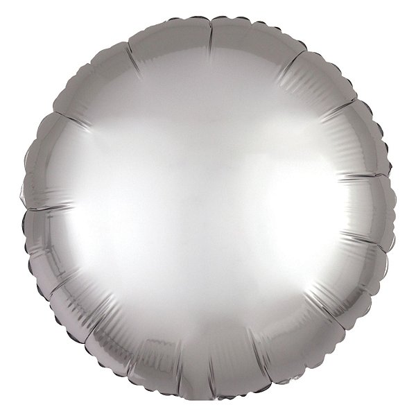 Balão Cromado Redondo com Canudo Prateado 18" - Silver Plastic - 1 Unidade