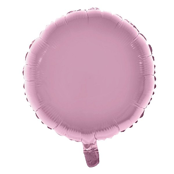 Balão Metalizado Redondo com Canudo Rosa Bebê 18" - Silver Plastic - 1 Unidade