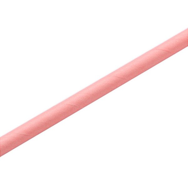 Canudo de Papel Liso 19,5cm Rosa Bebê - 12 Un