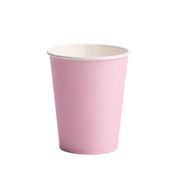 Copo de Papel 270ml Liso Rosa Bebê - 10 Un