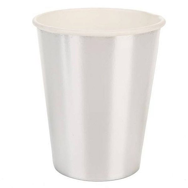 Copo de Papel 270ml Liso Prata - 10 Un