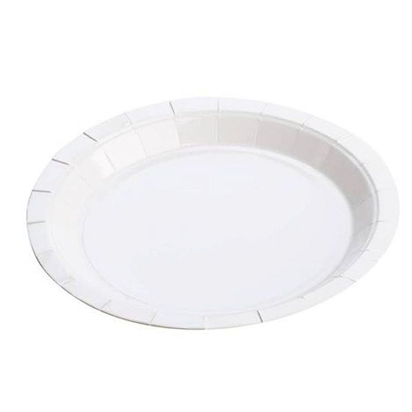 Prato de Papel Liso 18cm Branco - 10 Un