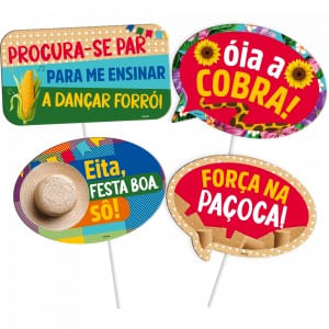 Plaquinhas Divertidas de Festa Junina Tradicional - 04 Un