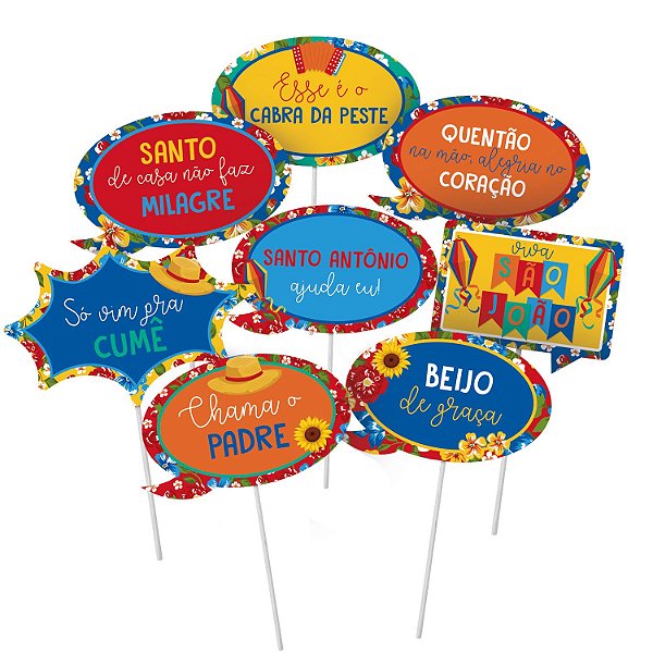 Plaquinhas Divertidas Festa Junina São João - 8 Un
