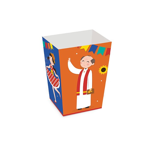 Caixa Para Pipoca Festa Junina Arraiá P 6X6X12,5 - 10 Un