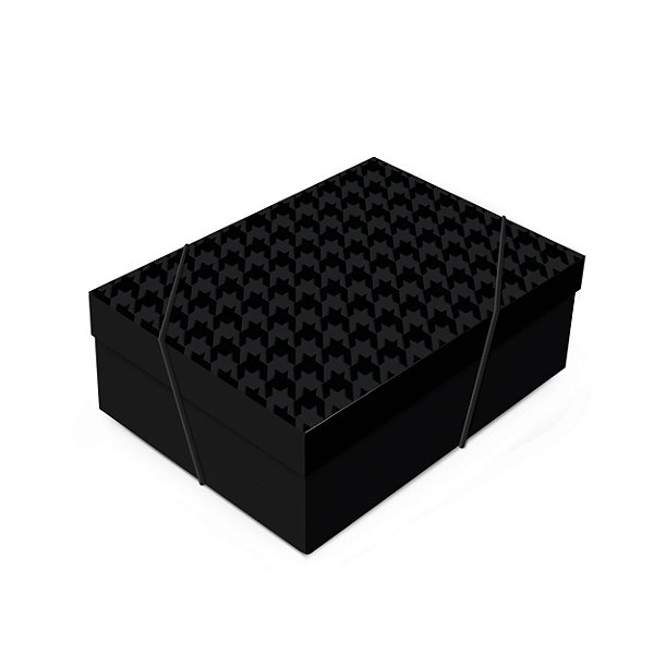 Kit Caixa Retangular com Tampa Relevo Tweed Preto P 24x18x8 - 10 Un