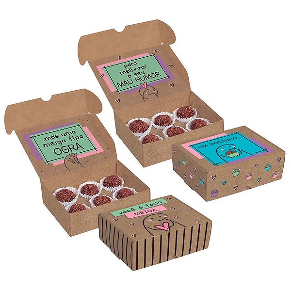 Caixa Para 6 Brigadeiros Flork Composê 13X10,6X4,5 - 100 Un