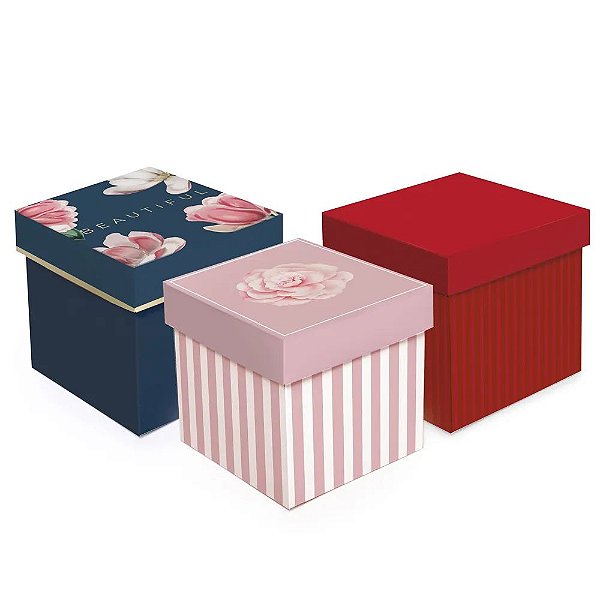 Caixa Cubo Sortido G 17x17x17cm - 10 Un