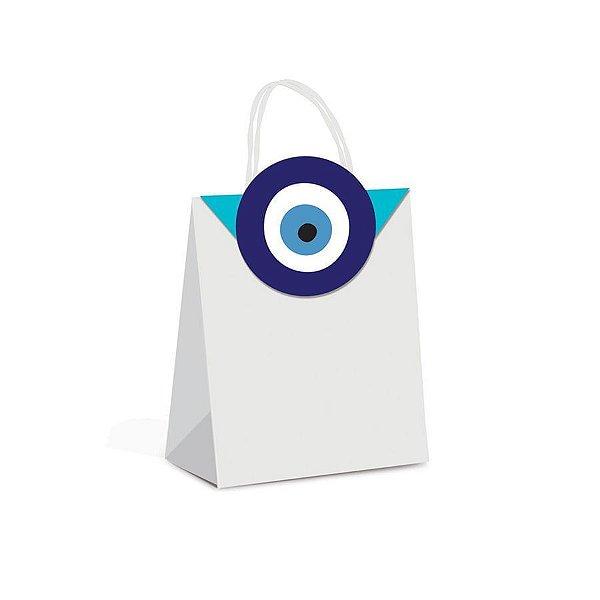Sacola de Papel com Fechamento Olho Grego P 21,5x15x8cm - 10 Un