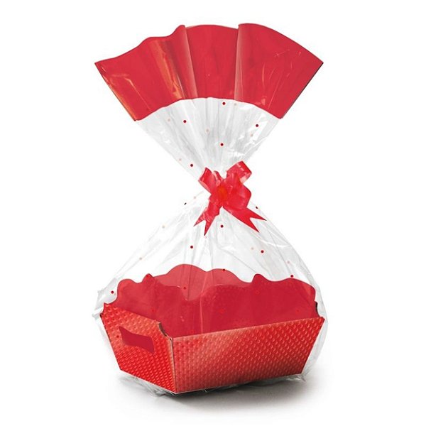 Kit Cesta Cristalino Vermelho P 18x13x7,5cm - 10 Un