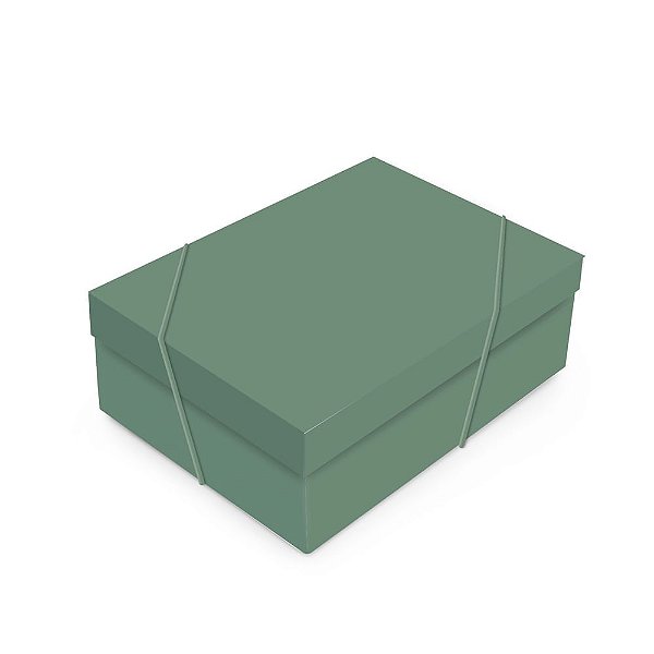 Caixa Retangular com Tampa Natural Green G 46x33x14cm - 10 Un