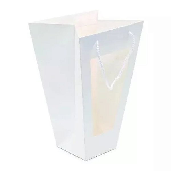 Sacola com Visor Liso G 33x23x12cm Branco - 10 Un
