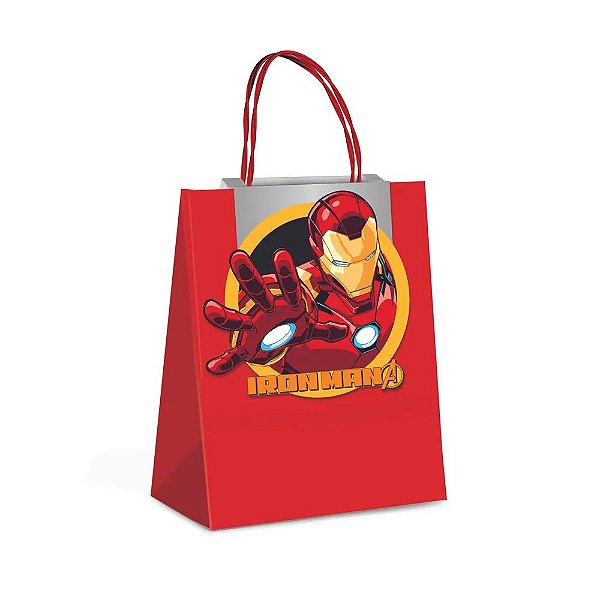 Sacola de Papel com Fechamento Iron Man M 26x19,5x9,5cm - 10 Un