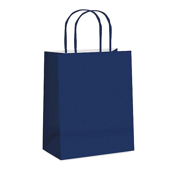 Sacola de Papel Azul Marinho Garrafa 35x13x8cm - 10 Un