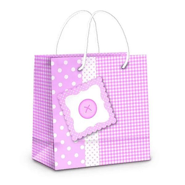 Sacola de Papel Laminado Baby Rosa PP 14x13x6cm - 50 Un