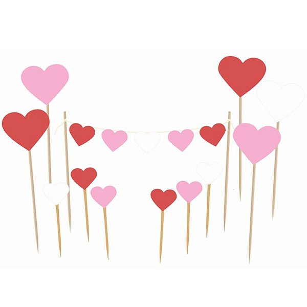 Kit Decoração de Mesa ou Bolo Corações Love - 12 Un