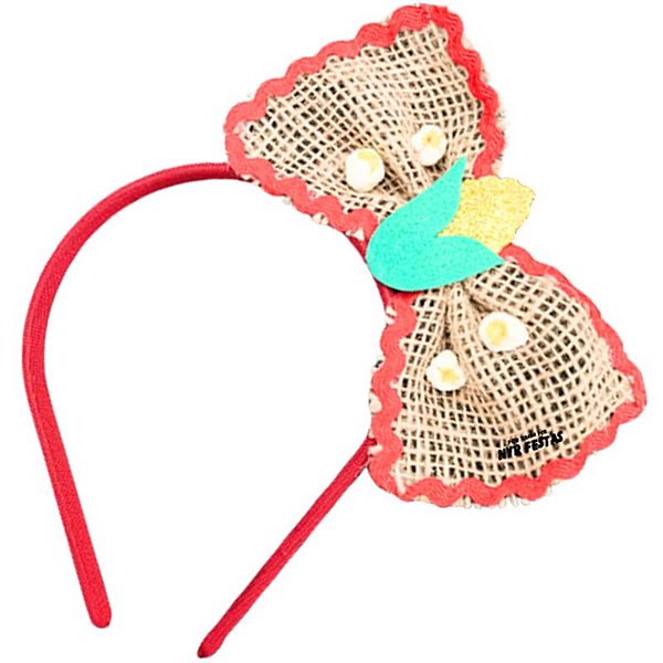 Tiara Luxo Laço Pipoca para Festa Junina - 1 Un