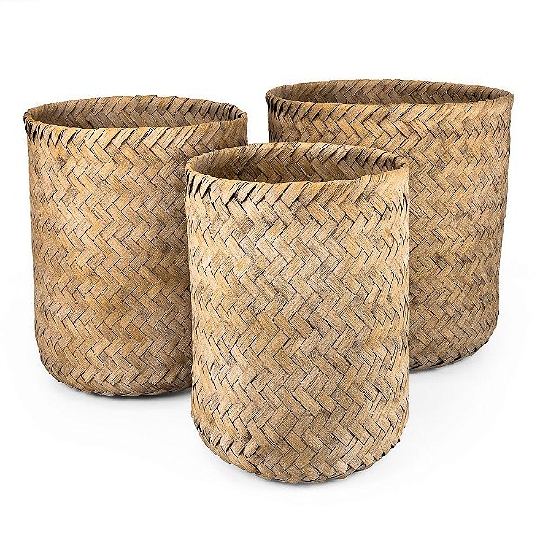 Cesta de Bambu Campeche - Kit com 3 Un