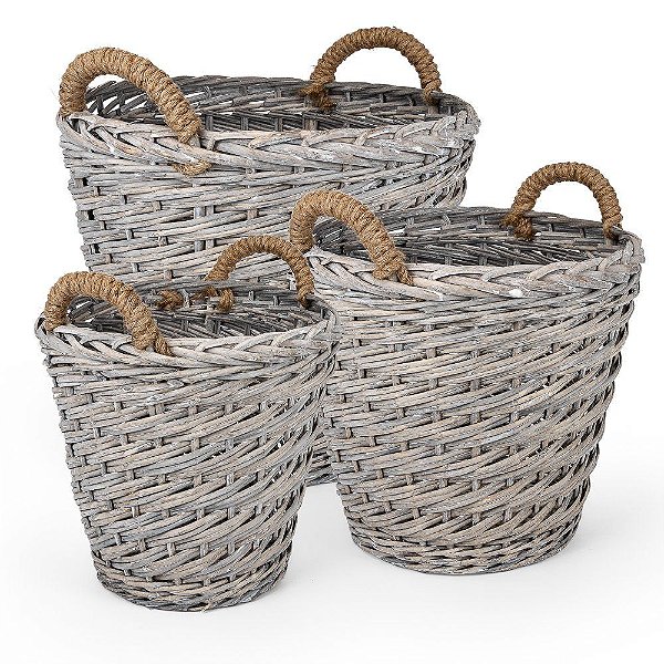 Cesta Redonda Alta Panda - Kit com 3 Un