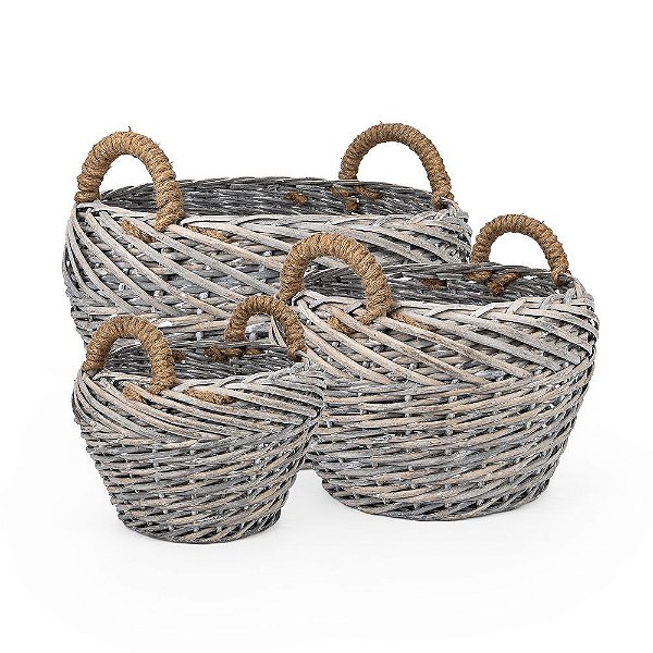Cesta Redonda Baixa Panda - Kit com 3 Un