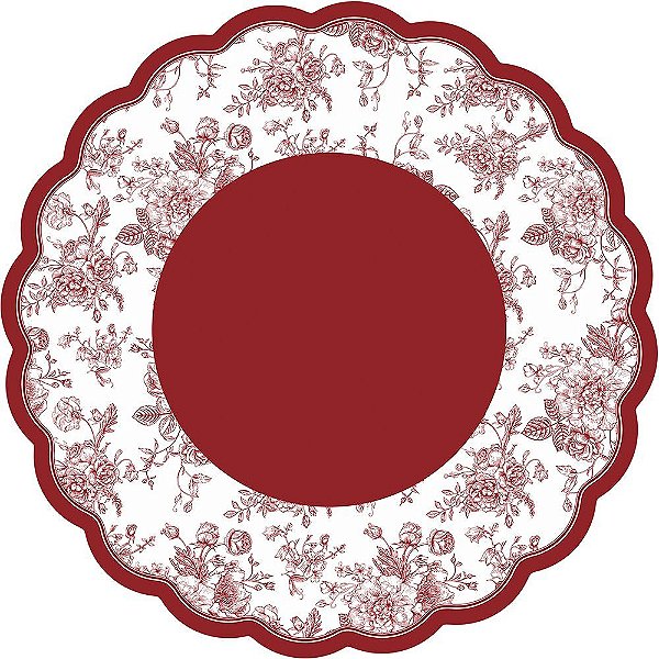 Folha Poli Redondo Toile de Jouy Marsala 68cm - 50 Un