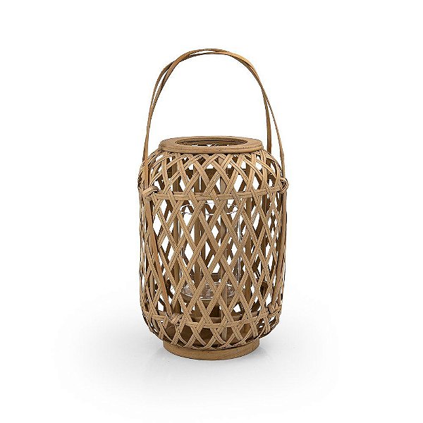 Luminária Madeira Oval Cancún P 30x30x55cm - 1 Un