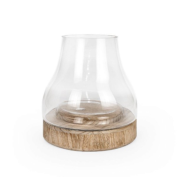 Terrário Gota com Base Madeira Silésia G 29x29x32cm - 1 Un