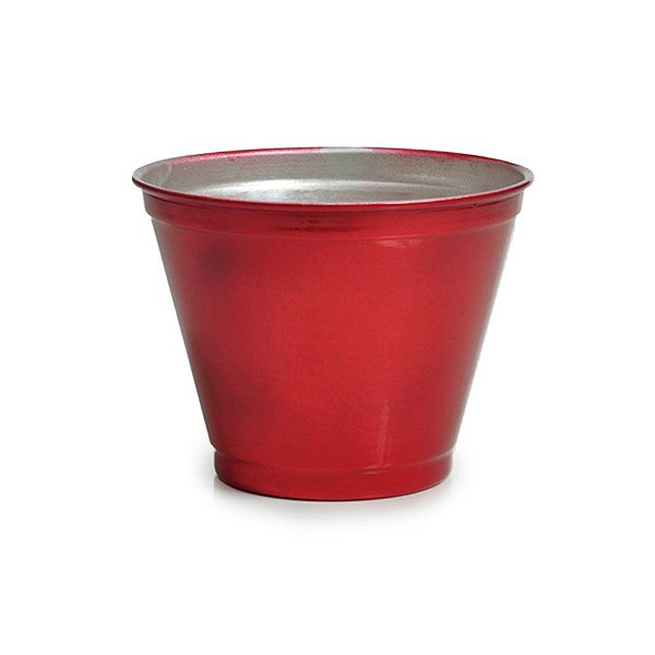 Vaso Alumínio Para Crisântemo G 13,5x17x17cm Vermelho Metalizado - 1 Un