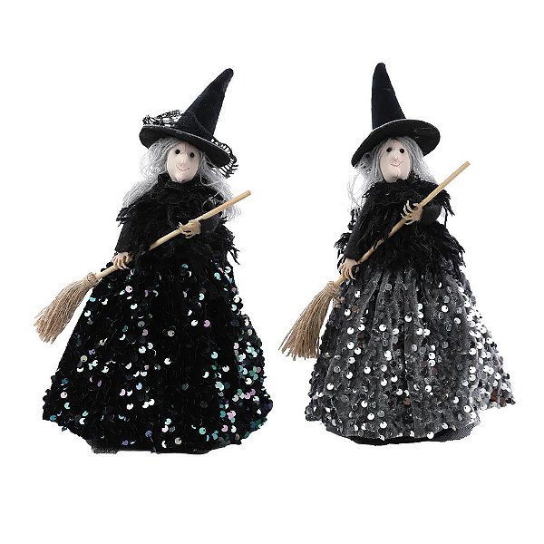 Bruxas Salomé e Sibina Halloween 29cm - Kit com 2 Un