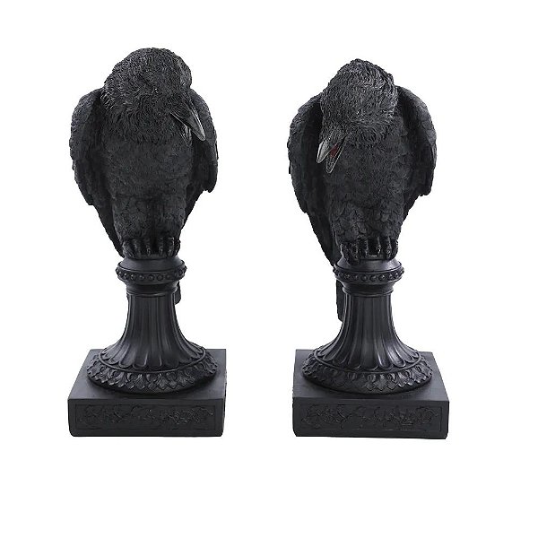 Enfeite de Resina Estátua de Corvos 11cm - Jogo com 2 Un