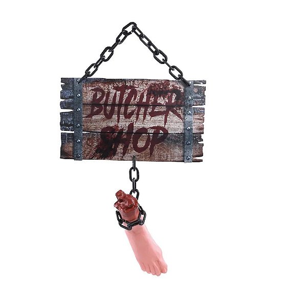 Placa Para Porta com Pé Pendurado Halloween - 1 Un