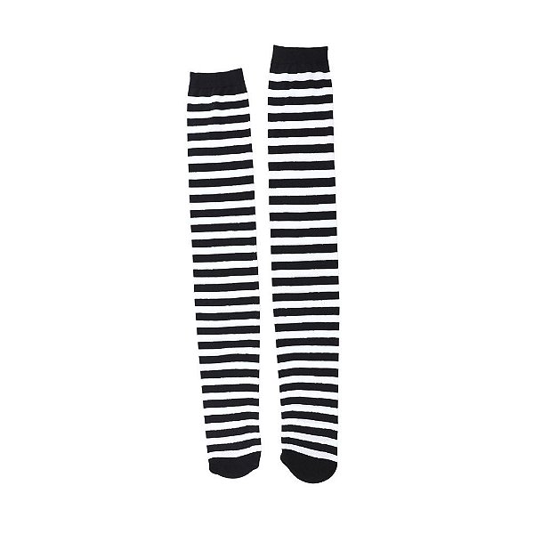 Meias de Bruxa Listrada Branco e Preto - 1 Par