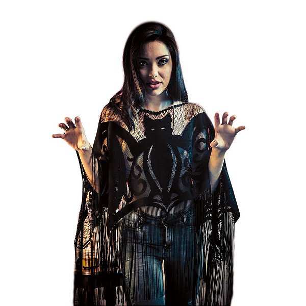 Fantasia Halloween Adulto - Poncho Morcegos - 1 Un