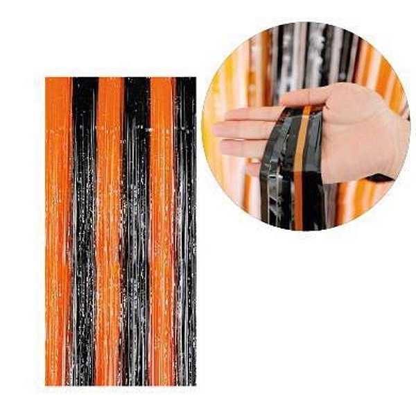 Cortina Halloween Preto e Laranja 100x200cm - 1 Un