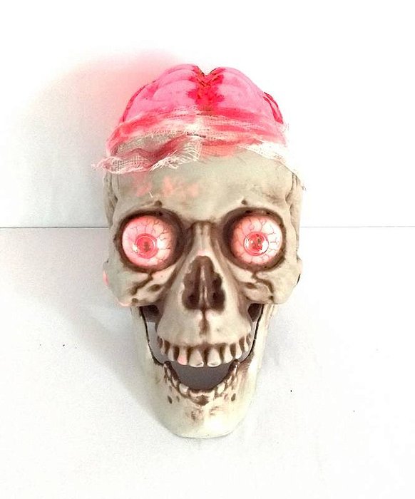 Crânio Caveira Halloween Brilha Com Luz Vermelha - 1 Un