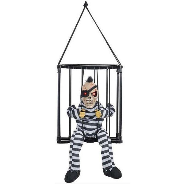 Múmia Presidiária Halloween Com Som, Luz e Movimento 22cm - 1 Un