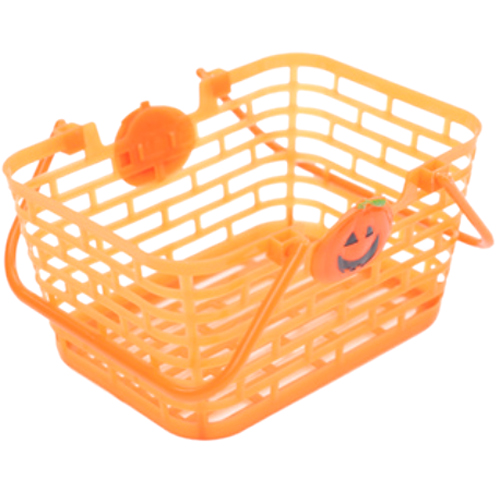 Cesta Halloween Retangular com Aplique Abóbora Laranja - 1 Un