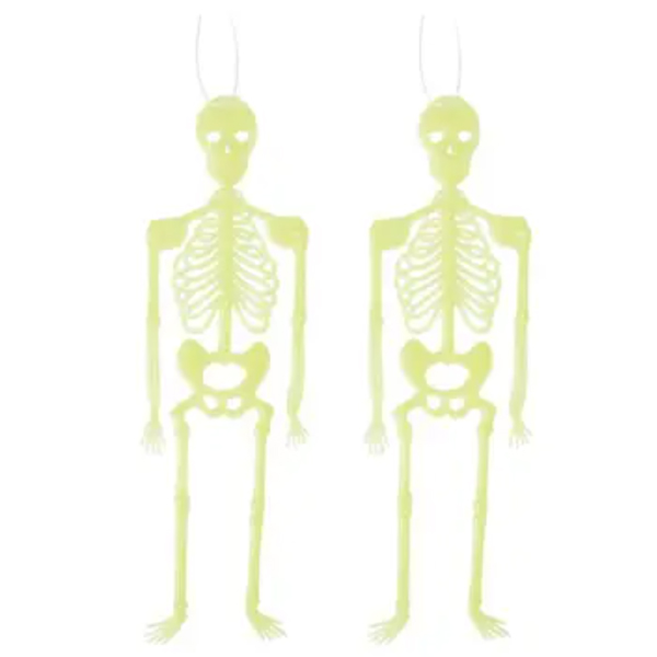 Esqueleto Decorativo de Parede Brilha no Escuro 33cm - 2 Un