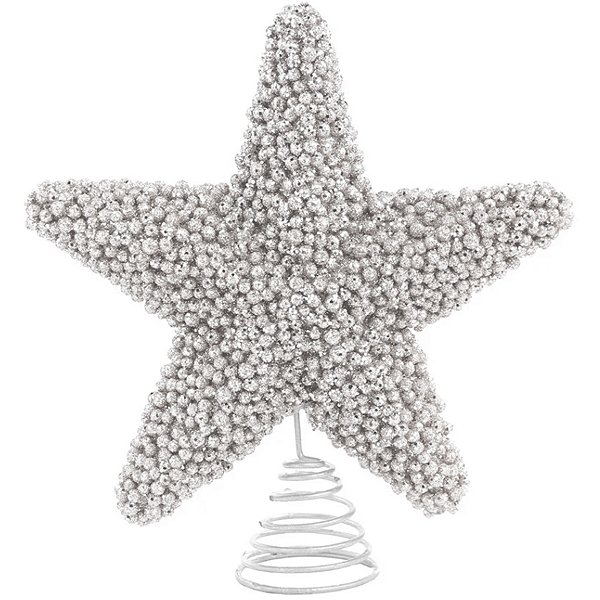 Ponteira de Árvore de Natal Estrela Prata 15cm - 1 Un