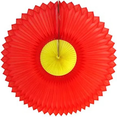 Enfeite de Papel Girassol 42cm Vermelho com Amarelo - 1 Un