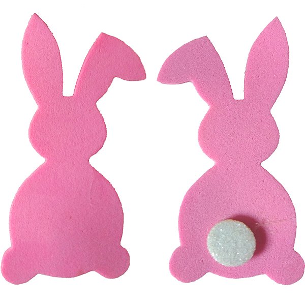 Aplique em E.V.A. com Glitter Coelho Pompom 5cm Rosa - 10 Un