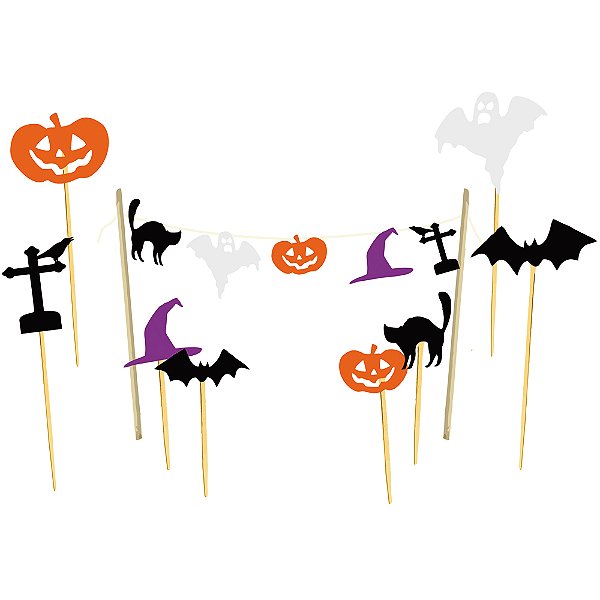 Kit Decoração de Mesa ou Bolo Cartonado Halloween - 12 Un