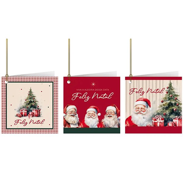 Tag Cartão 8x8cm Charm Natalino - 30 Un
