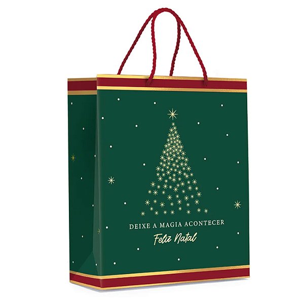 Sacola Premium Especial Natal Mágico Verde P 23x19x10cm - 10 Un