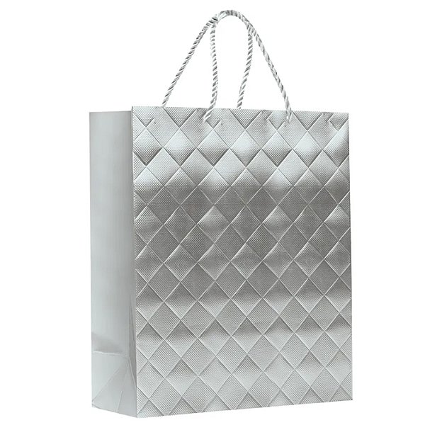 Sacola Premium Especial Diamond Prata M 32x26x10cm - 10 Un