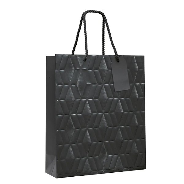 Sacola Premium com Relevo Preto P 23x19x10cm - 10 Un